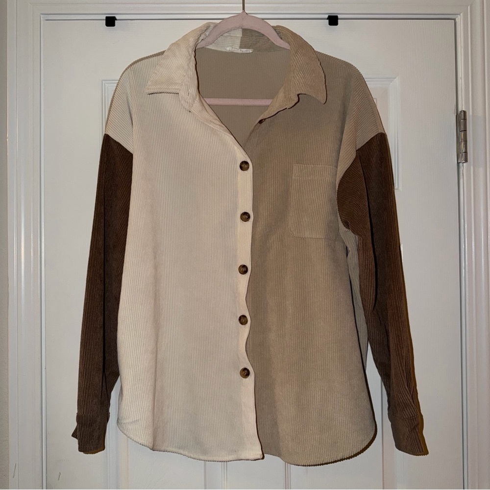 💕SALE💕Blu Pepper Colorblock Corduroy Shacket